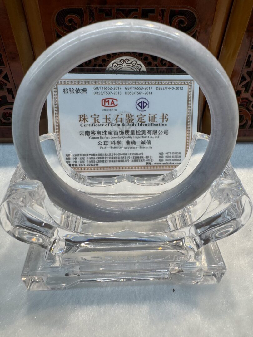 Certified Real Jade Bangle (Jadeite) #2003759 size 58mm - Image 6
