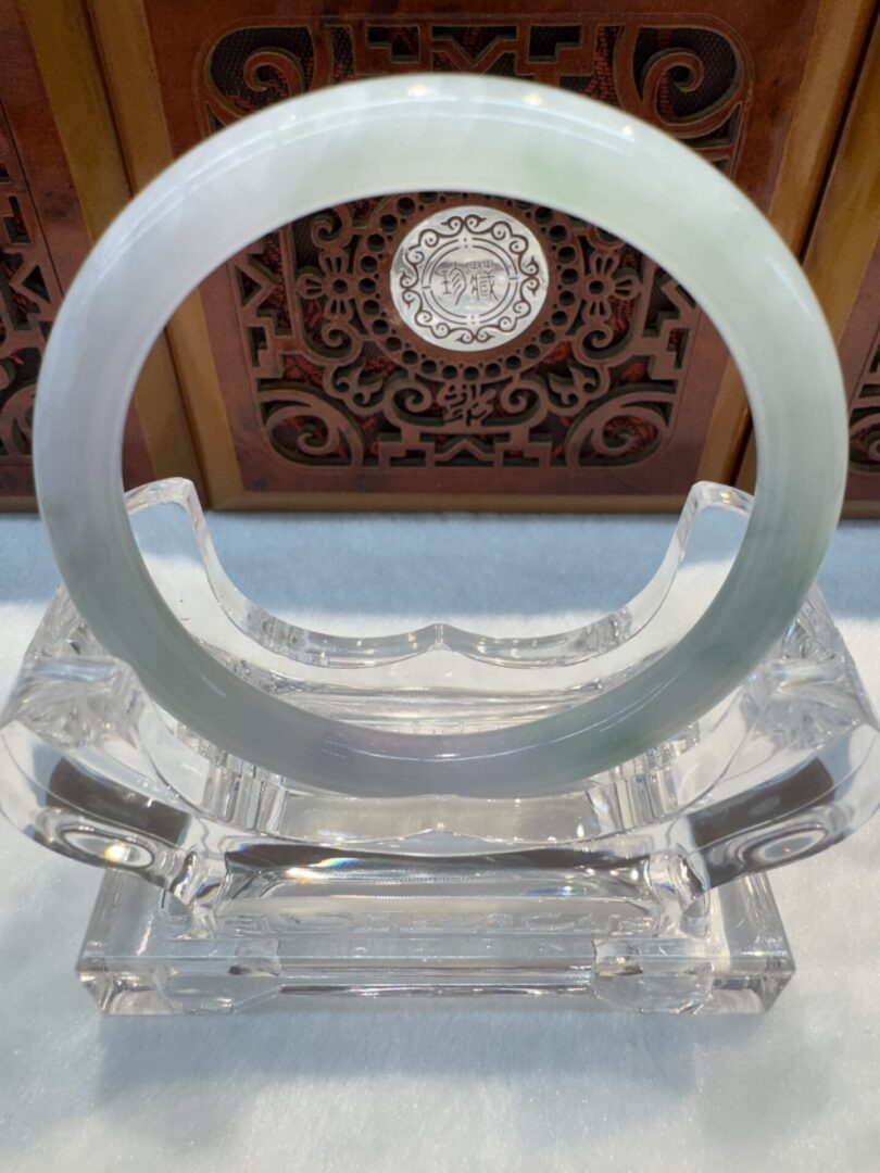 Certified Real Jade Bangle (Jadeite) #2003358 size 58mm