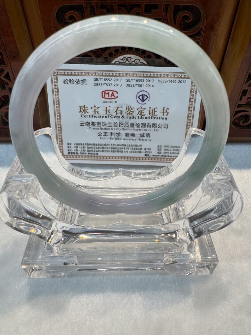 Certified Real Jade Bangle (Jadeite) #2003358 size 58mm - Image 6