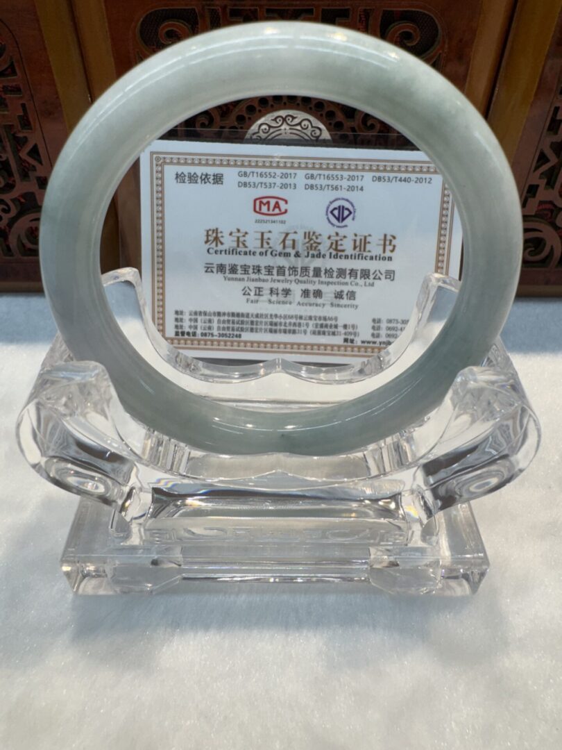 Certified Real Jade Bangle (Jadeite) #2003703 size 58mm - Image 5