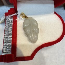 Real Jade Leaf Pendant (GP Silver Clasp)