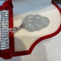 Real Jade Leaf Pendant (Silver Clasp)