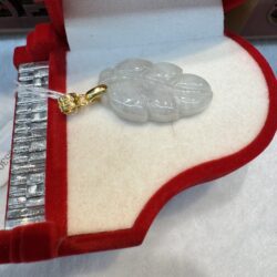 Real Jade Leaf Pendant (GP Silver Clasp)