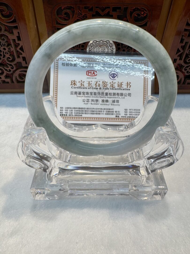 Certified Real Jade Bangle (Jadeite) #4000549 size 59mm - Image 5