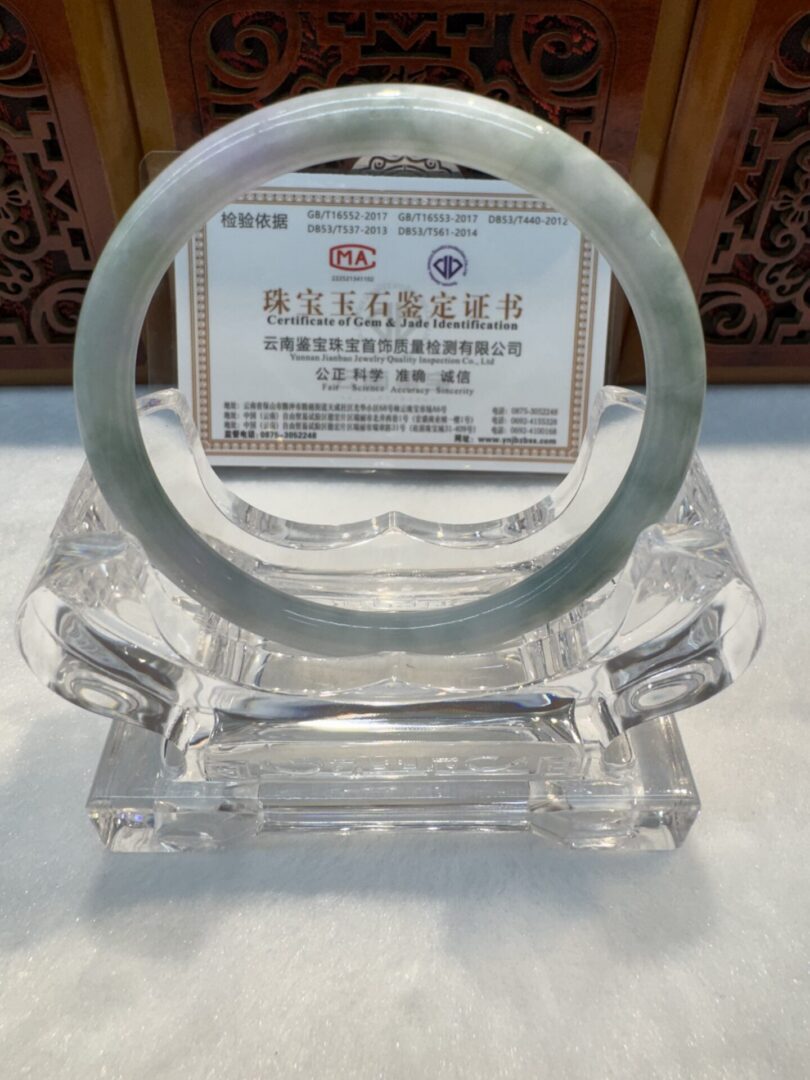 Certified Real Jade Bangle (Jadeite) #4000653 size 59mm - Image 5