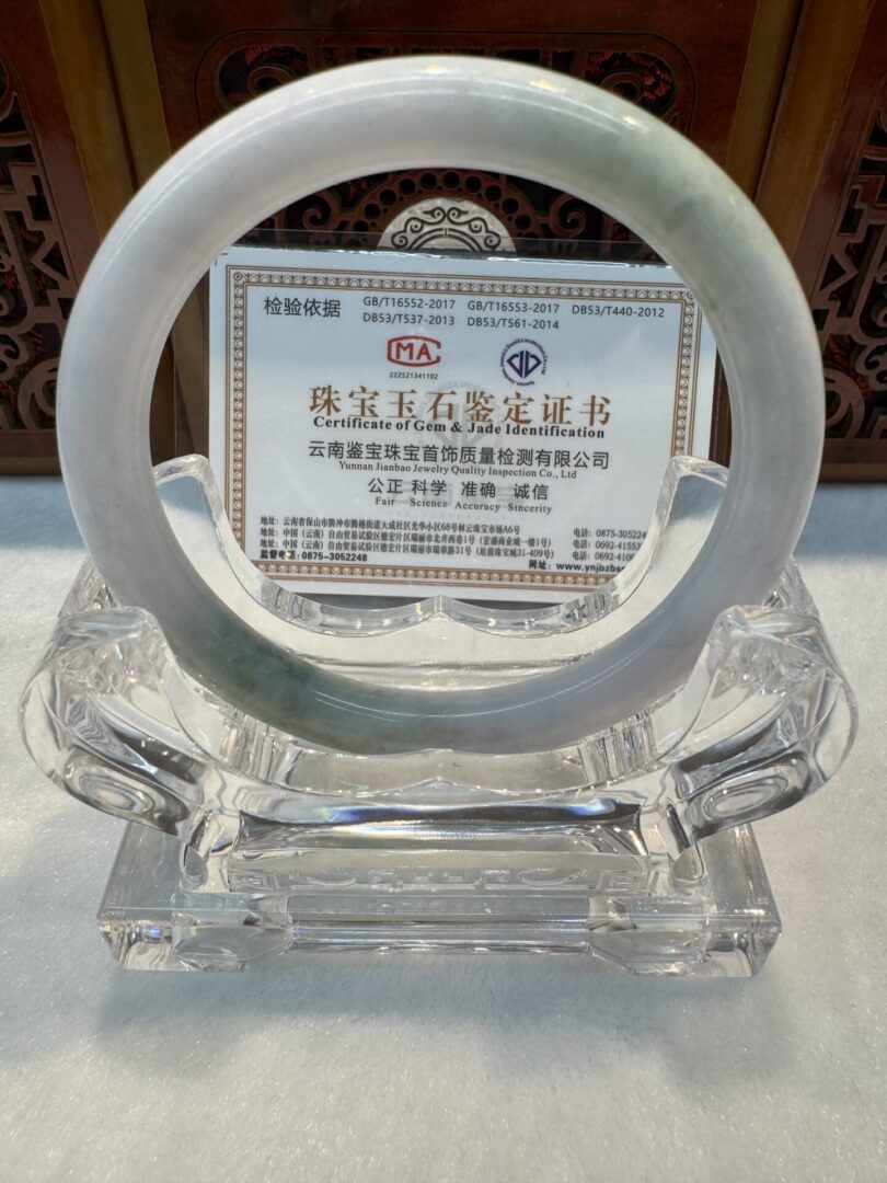 Certified Real Jade Bangle (Jadeite) #4000192 size 59mm - Image 5