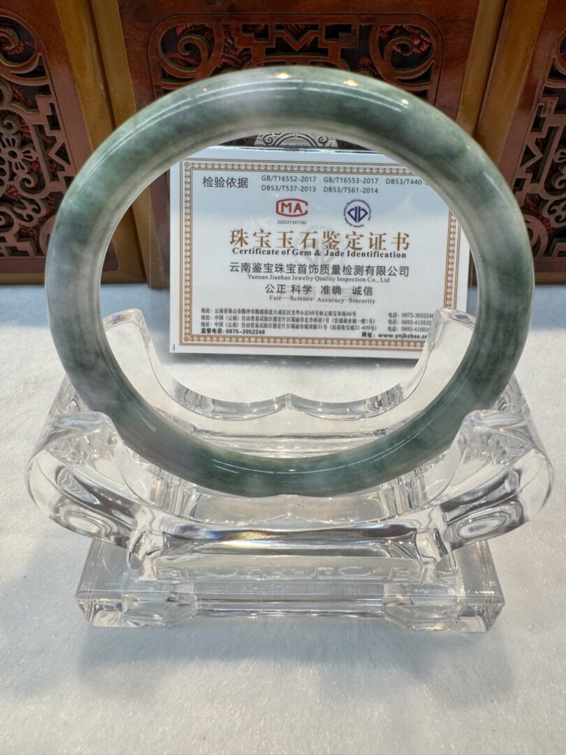 Certified Real Jade Bangle (Jadeite) #2002237 size 60mm - Image 6