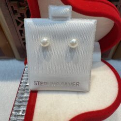 Real Fresh Water Pearl Earrings in 925 Sterling Silver, Size: 4mm