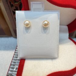 Real Peach Fresh Water Pearl Earrings in 925 Sterling Silver, Size: 4mm