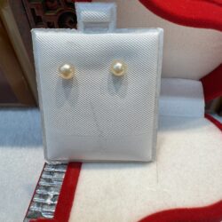 Real Peach Fresh Water Pearl Earrings in 925 Sterling Silver, Size: 2mm
