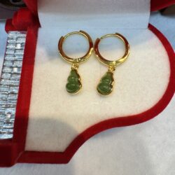 Certified Real Jade Earrings in GP Sterling Silver, Jade Size: 4mm