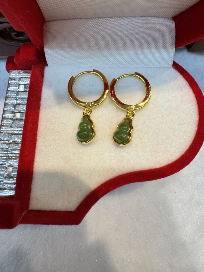 Certified Real Jade Earrings in GP Sterling Silver, Jade Size: 4mm