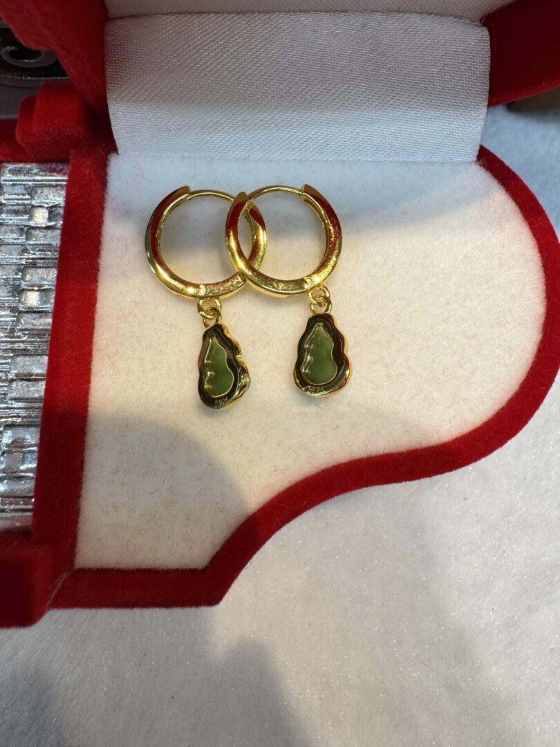 Certified Real Jade Earrings in GP Sterling Silver, Jade Size: 4mm - Image 4