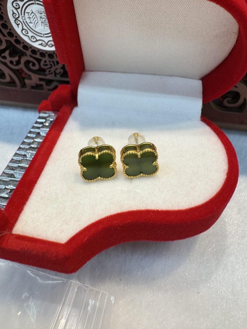 Certified Real Jade Earrings in GP Sterling Silver, Hetian Jade - Image 3