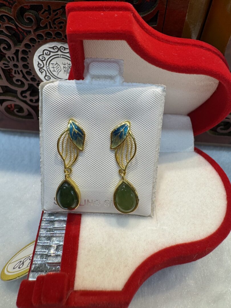 Certified Real Jade Earrings in GP Sterling Silver, Hetian Jade - Image 5