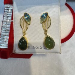 Certified Real Jade Earrings in GP Sterling Silver, Hetian Jade