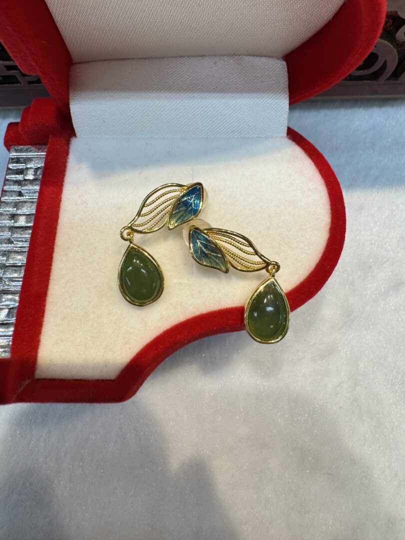 Certified Real Jade Earrings in GP Sterling Silver, Hetian Jade - Image 2