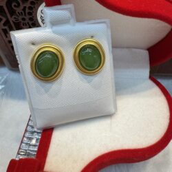 Certified Real Jade Earrings in GP Sterling Silver, Hetian Jade;