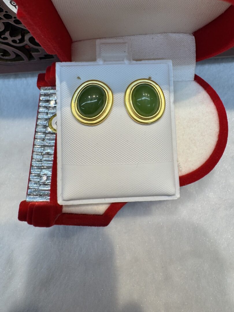 Certified Real Jade Earrings in GP Sterling Silver, Hetian Jade; - Image 4