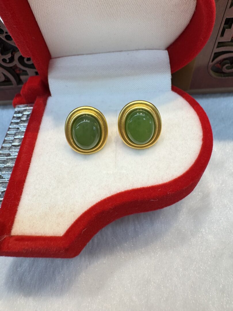 Certified Real Jade Earrings in GP Sterling Silver, Hetian Jade; - Image 3