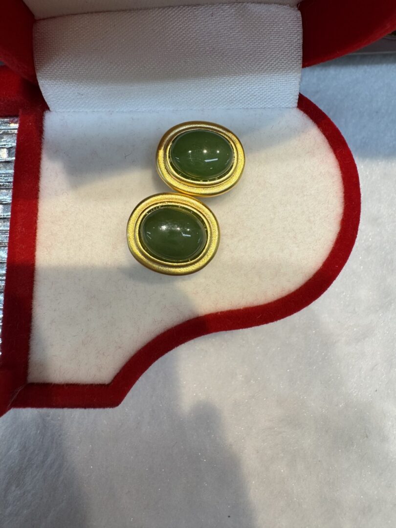 Certified Real Jade Earrings in GP Sterling Silver, Hetian Jade; - Image 2
