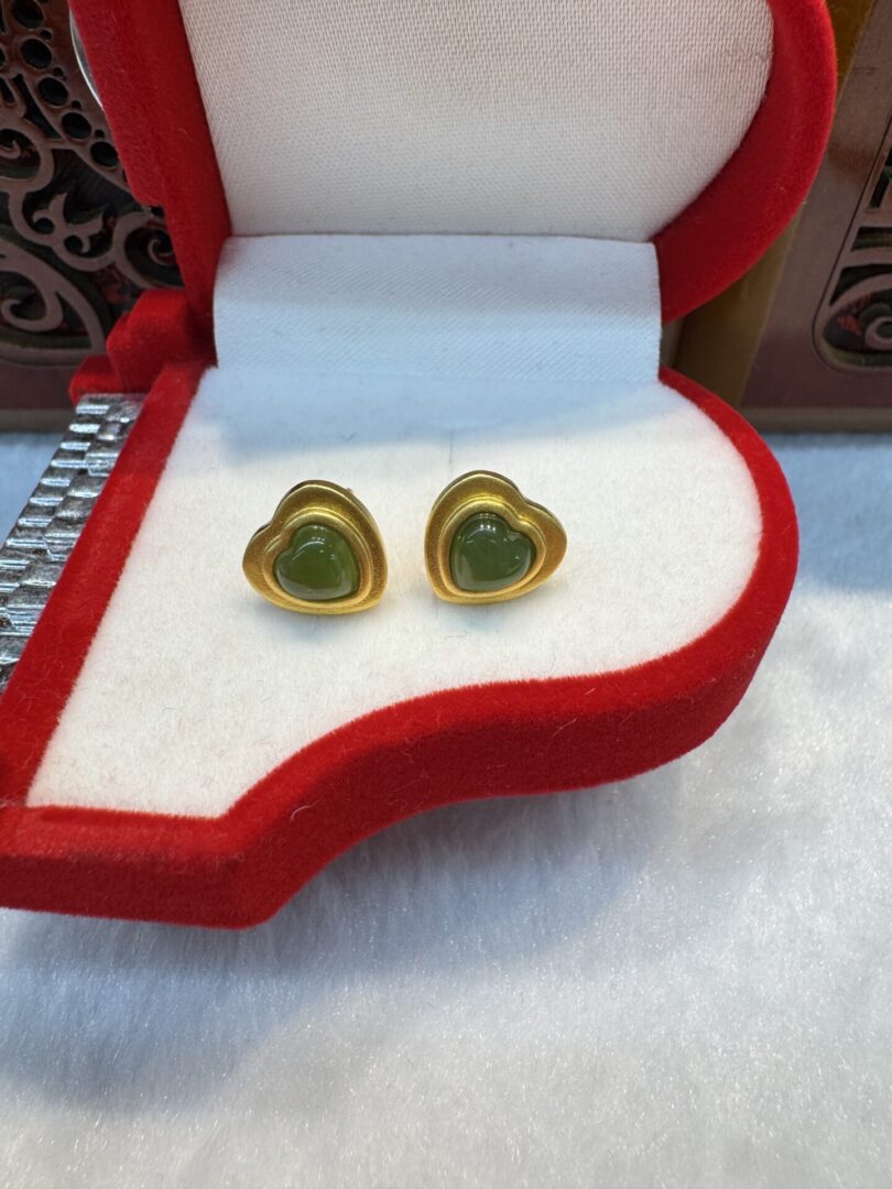 Certified Real Jade Earrings in GP Sterling Silver, Hetian Jade - Image 3