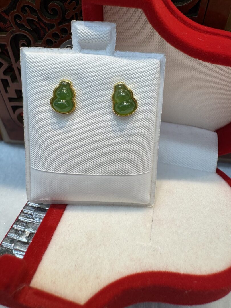 Certified Real Jade Earrings in GP Sterling Silver, Hetian Jade - Image 5
