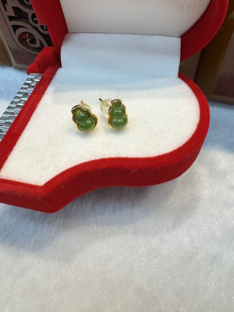 Certified Real Jade Earrings in GP Sterling Silver, Hetian Jade - Image 2