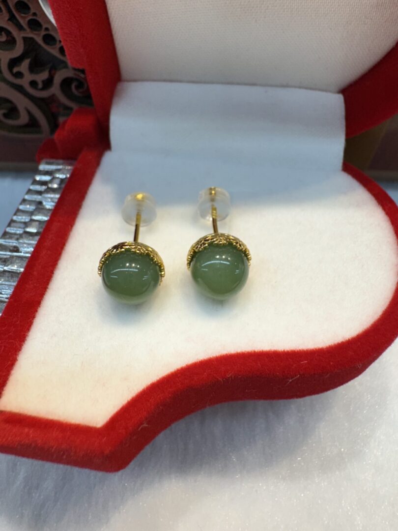 Certified Real Jade Earrings in GP Sterling Silver, Hetian Jade - Image 3