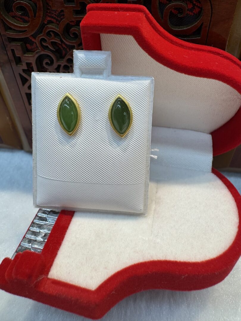 Certified Real Jade Earrings in GP Sterling Silver, Hetian Jade