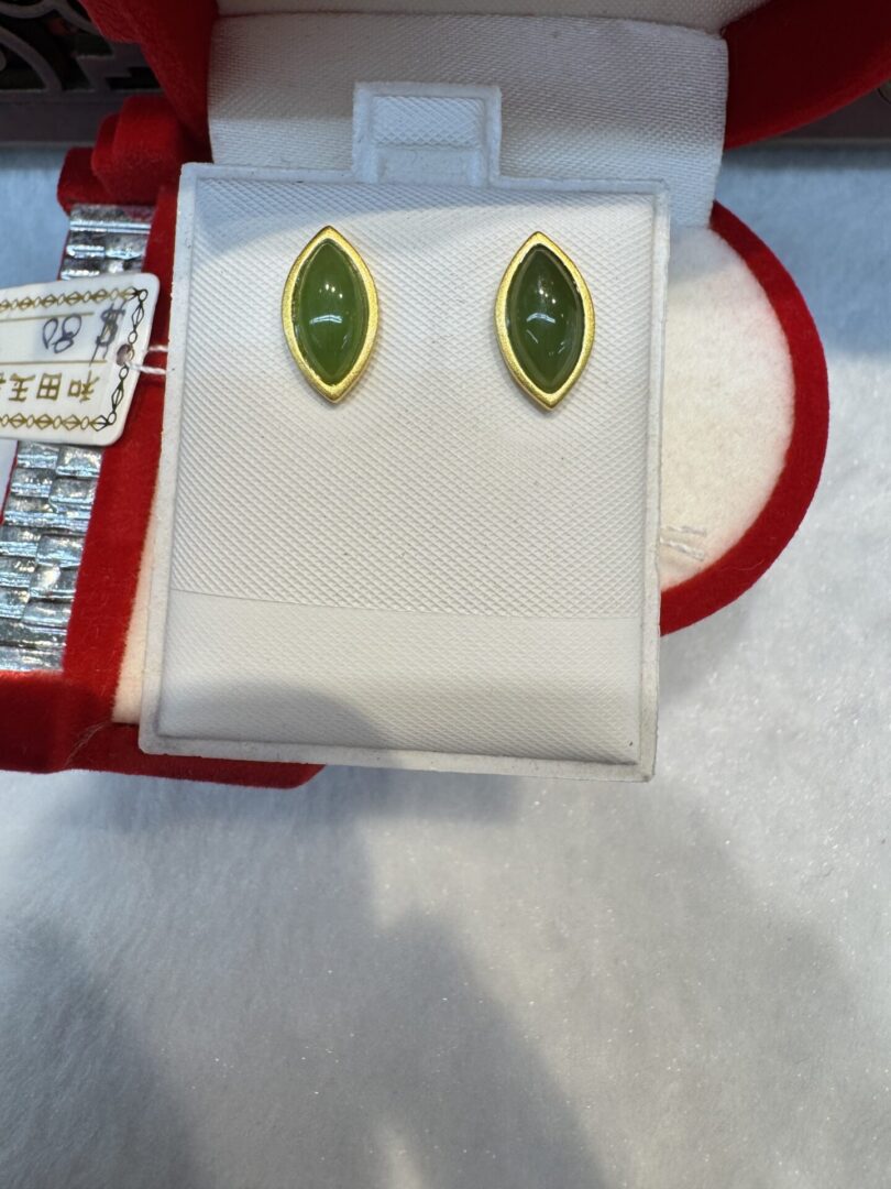 Certified Real Jade Earrings in GP Sterling Silver, Hetian Jade - Image 4