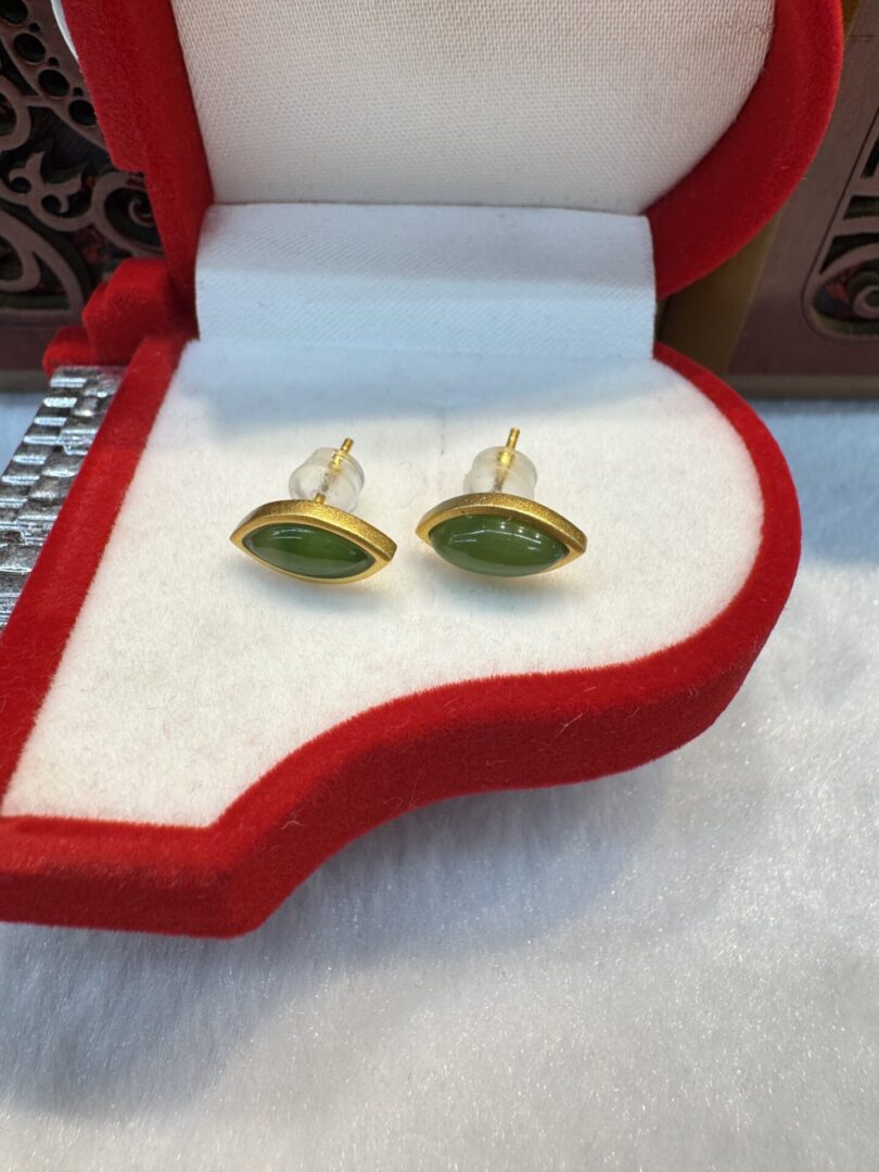 Certified Real Jade Earrings in GP Sterling Silver, Hetian Jade - Image 3