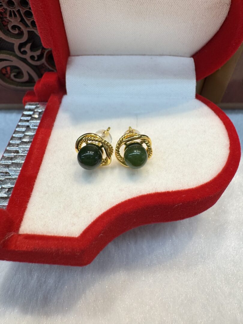 Certified Real Jade Earrings in GP Sterling Silver, Hetian Jade - Image 3