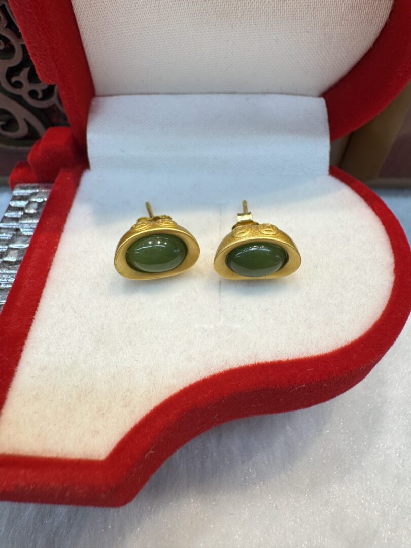 Certified Real Jade Earrings in GP Sterling Silver, Hetian Jade - Image 3