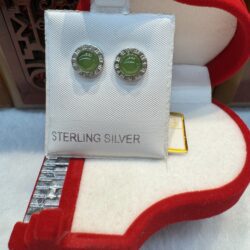 Certified Real Jade Earrings in Sterling Silver, Hetian Jade