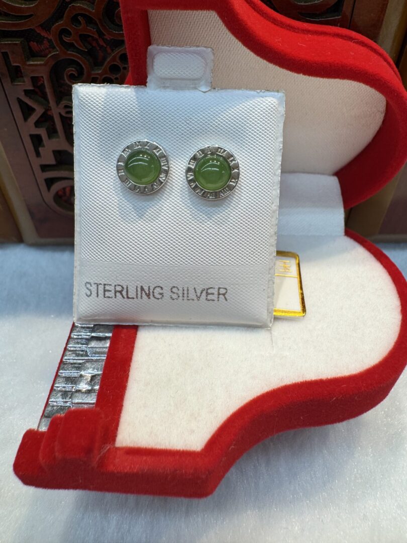 Certified Real Jade Earrings in Sterling Silver, Hetian Jade