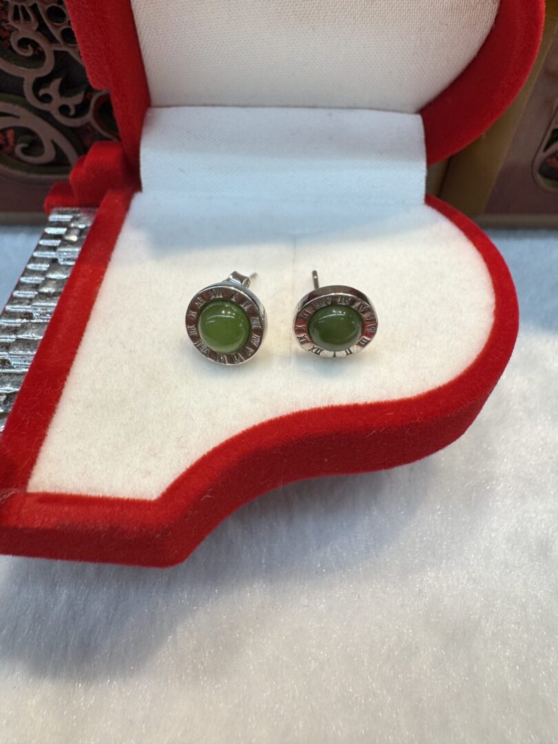 Certified Real Jade Earrings in Sterling Silver, Hetian Jade - Image 3