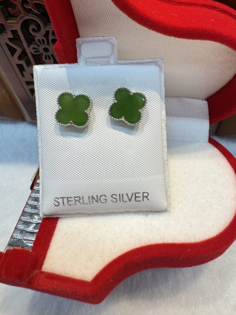 Certified Real Jade Earrings in Sterling Silver, Hetian Jade