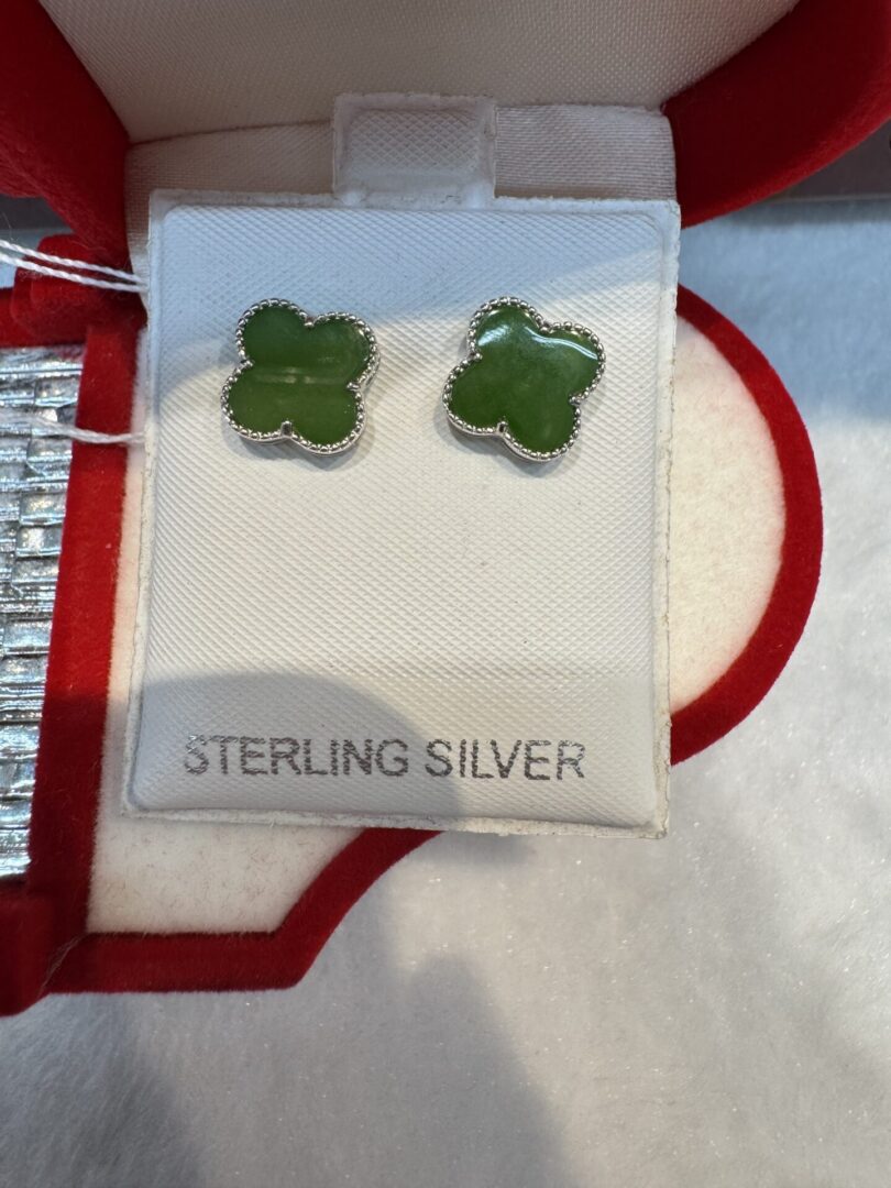 Certified Real Jade Earrings in Sterling Silver, Hetian Jade - Image 4