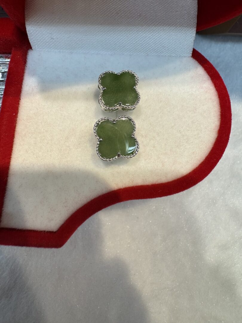 Certified Real Jade Earrings in Sterling Silver, Hetian Jade - Image 2