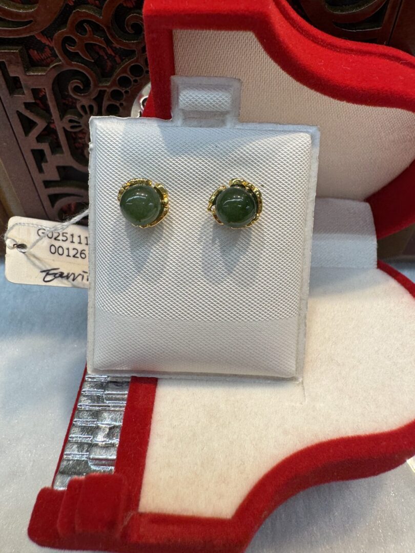 Certified Real Jade Earrings in GP Sterling Silver, Hetian Jade