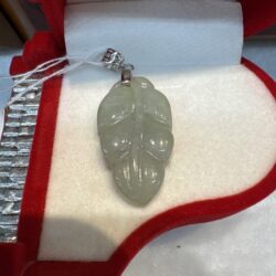 Real Jade Leaf Pendant (Silver Clasp)
