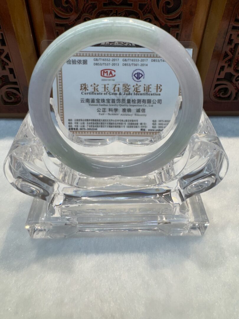 Certified Real Jade Bangle (Jadeite) #8004596 size 51mm - Image 5