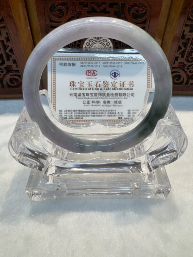 Certified Real Jade Bangle (Jadeite) #8005285 size 55mm - Image 5