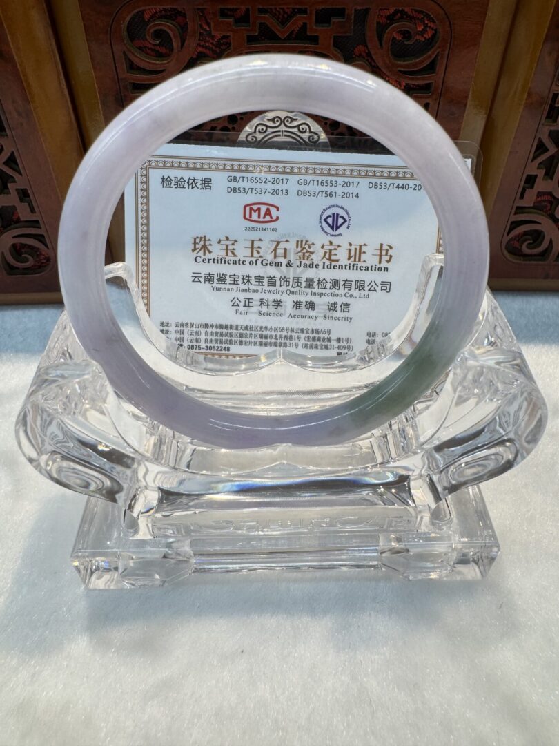 Certified Real Jade Bangle (Jadeite) #8005364 size 55mm - Image 5