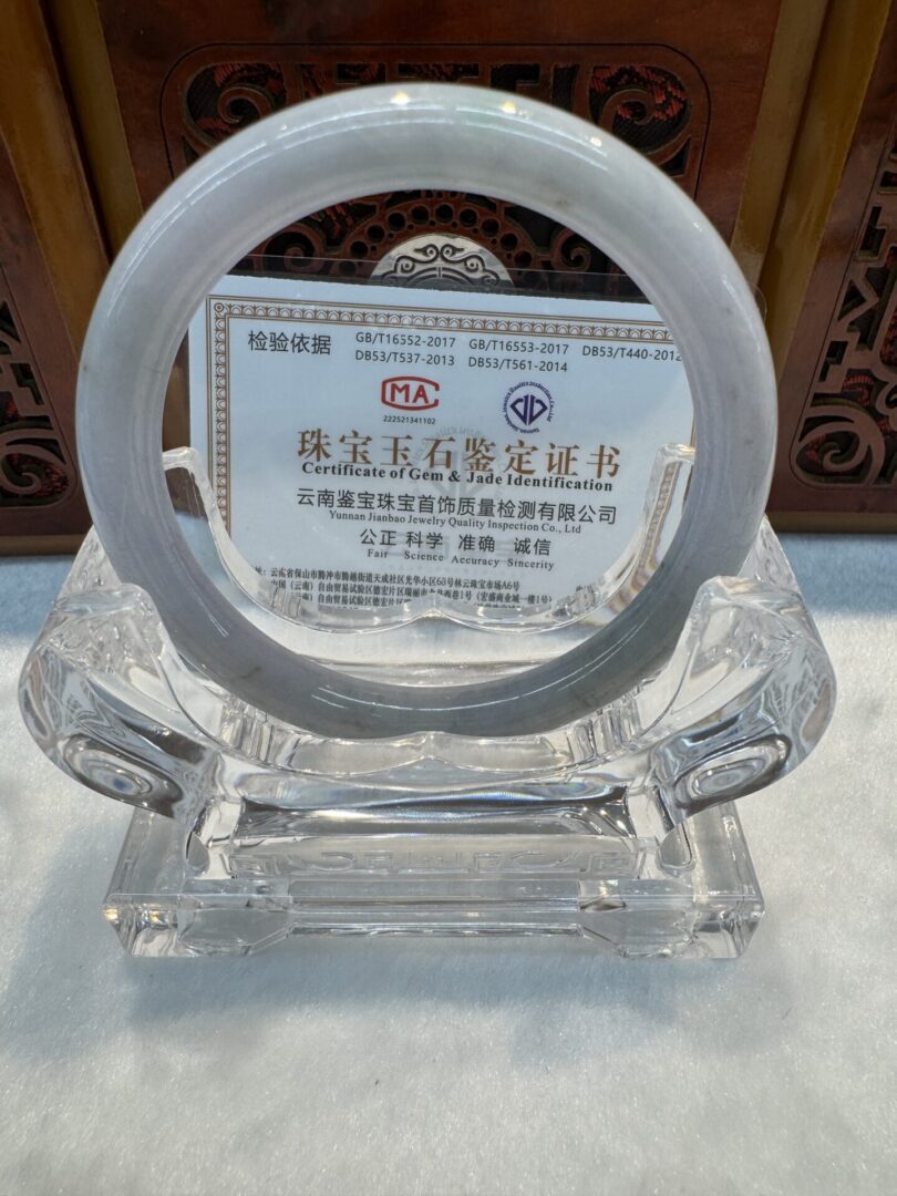 Certified Real Jade Bangle (Jadeite) #8005319 size 55mm - Image 5