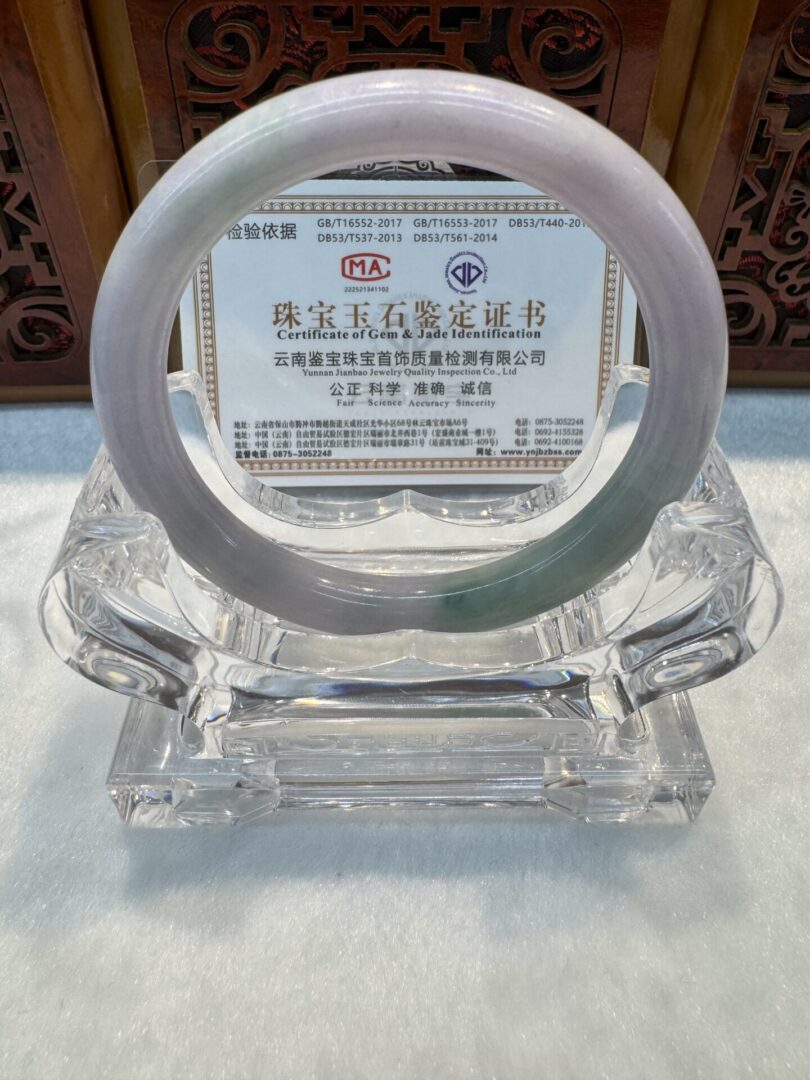 Certified Real Jade Bangle (Jadeite) #8005287 size 55mm - Image 5