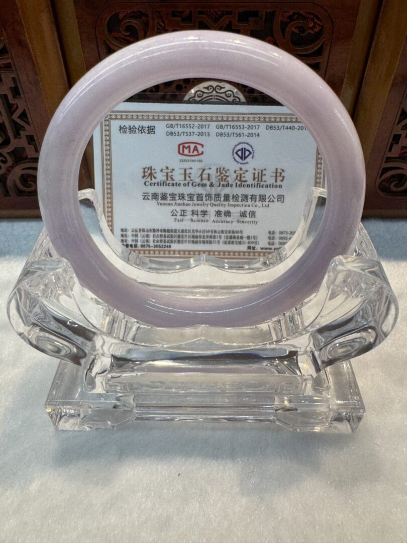 Certified Real Jade Bangle (Jadeite) #8005011 size 55mm - Image 5