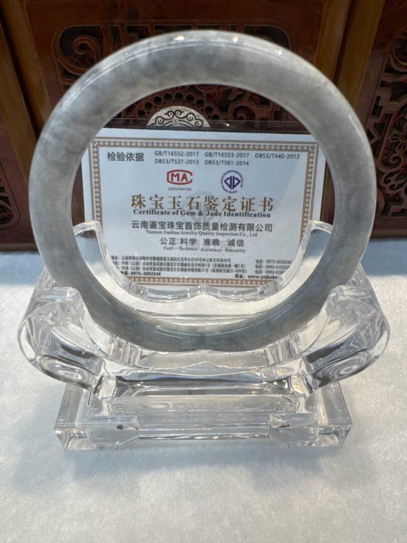 Certified Real Jade Bangle (Jadeite) #8001578 size 59mm - Image 5