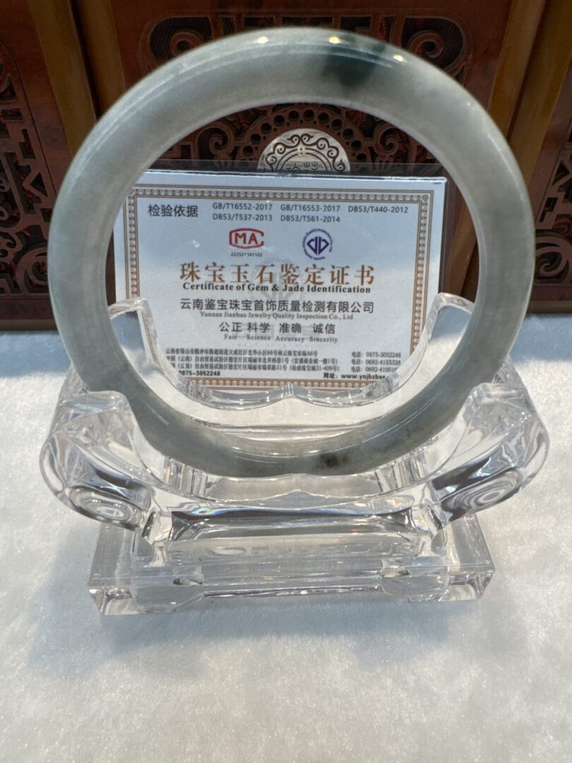Certified Real Jade Bangle (Jadeite) #2002497 size 60mm - Image 5